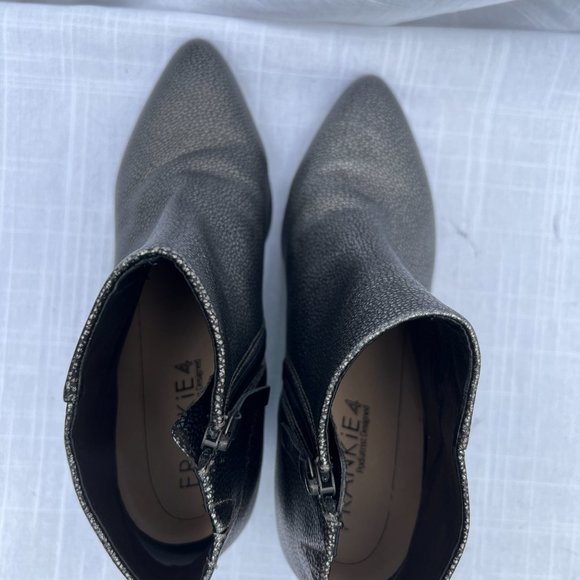 Frankie4 Ankle Booties Speckled Leather Side Zipper Cuban Heel Pewter Size 8½ - Picture 5 of 10